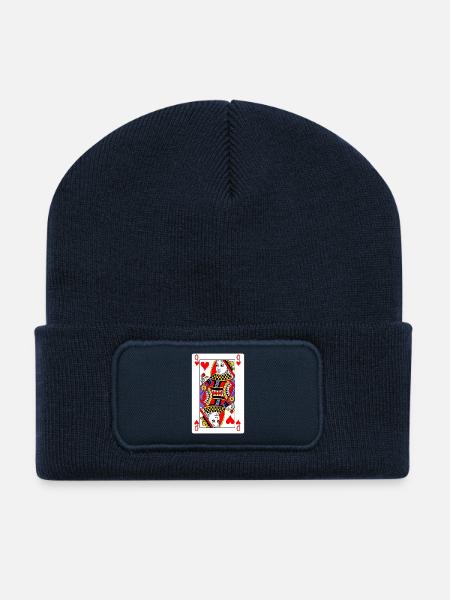 Herz-Dame-Spielkarte - Recycelte Patch Beanie - French Navy