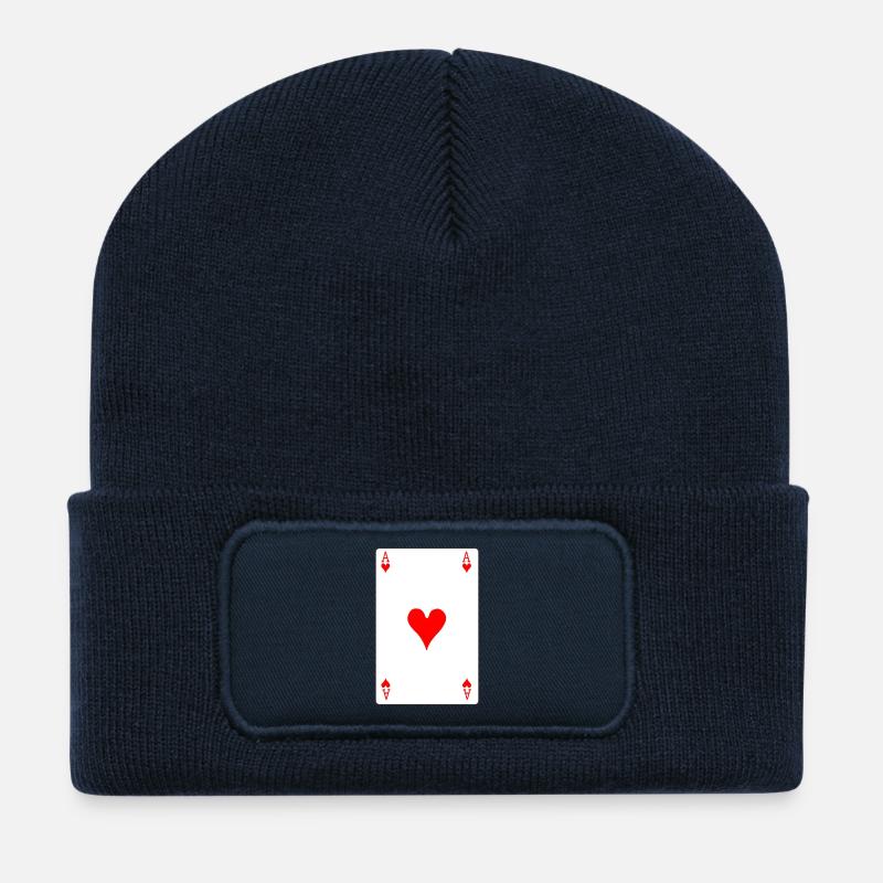 Spielkarte Herz-Ass - Recycelte Patch Beanie - French Navy