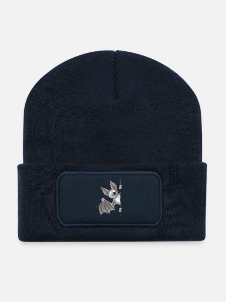 Lustige Fledermaus Cartoon Flughund - Recycelte Patch Beanie - French Navy
