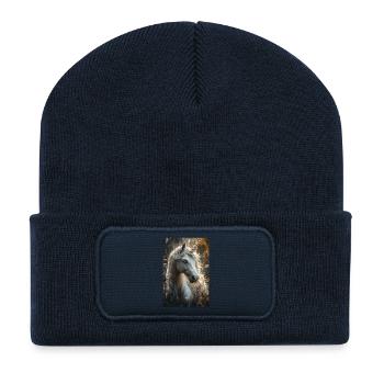 Fairy tale unicorn in autumn light - Recycled Patch Beanie - french navy - Front