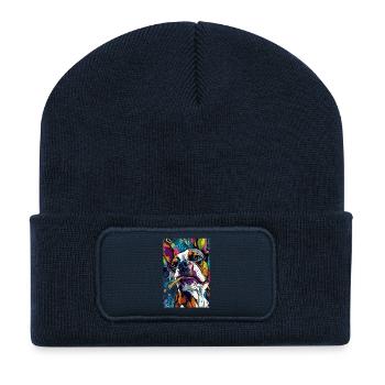 Brightly colored bulldog with cigar - Recycled Patch Beanie - french navy - Front