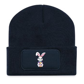Osterhase mit Ostereiern - Recycelte Patch Beanie - French Navy - Vorne