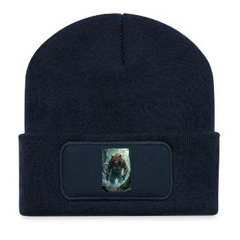 Nue Furchterregende Chimären Yokai mit leuchtenden Augen und - Recycelte Patch Beanie - French Navy - Vorne