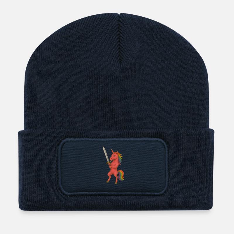 Schwert und Einhorn - Recycelte Patch Beanie - French Navy