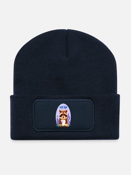 Waschbär-Liebhaber von Lavendel - Recycelte Patch Beanie - French Navy