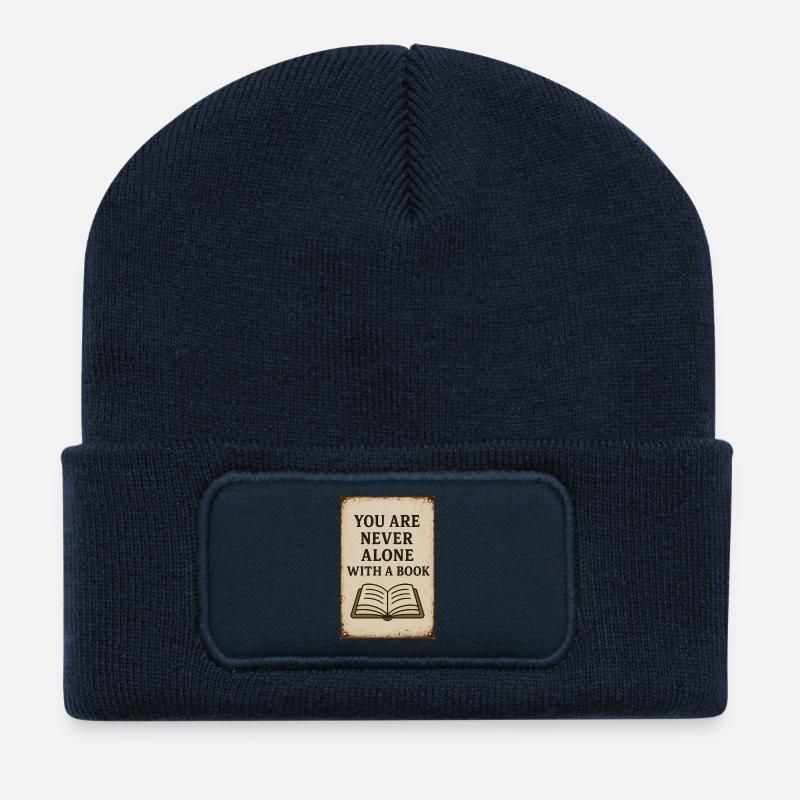 You're never alone with a book - Recycled Patch Beanie - french navy