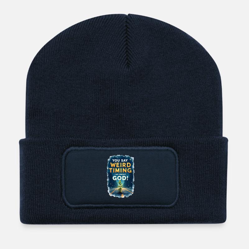You say weird timing, I say perfect God - Recycled Patch Beanie - french navy