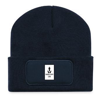 Manipuler avec soin - Beanie recyclé à patch - bleu marine - Devant