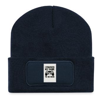 I paused my Game to be here - Recycelte Patch Beanie - French Navy - Vorne