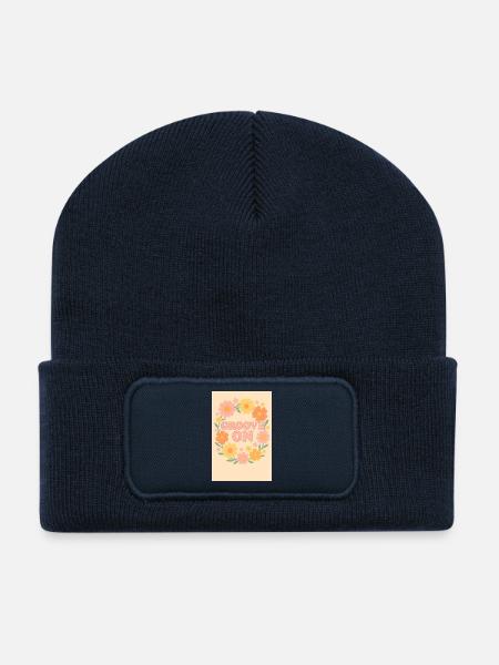 Groovy flowers - Beanie recyclé à patch - bleu marine