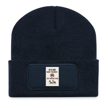 Ich bin kein Tourist. Ich wohn hier. - Recycelte Patch Beanie - French Navy - Vorne