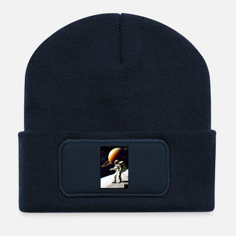 astronaut schwebend orange - Recycelte Patch Beanie - French Navy