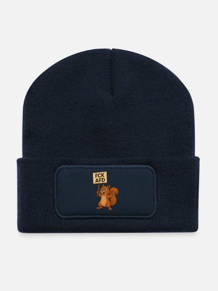 Auch Tiere sind Antifaschisten! - Recycelte Patch Beanie - French Navy