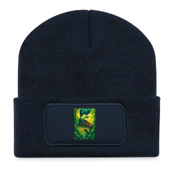 Railway, Steam Locomotive, Train, Forest, Bridge - Recycled Patch Beanie - french navy - Front