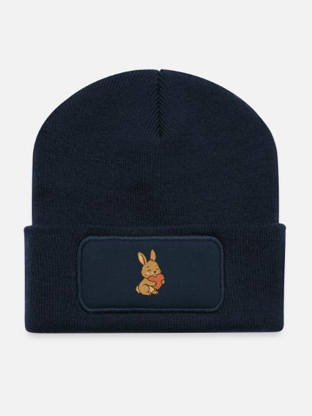Cuddly Bunny Heart - Recycled Patch Beanie - french navy