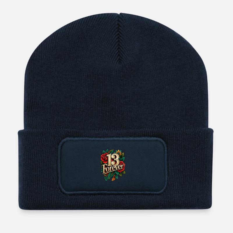 Blumen13 - Recycelte Patch Beanie - French Navy