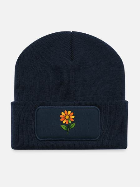 Orange Blossom Color Magic - Recycled Patch Beanie - french navy