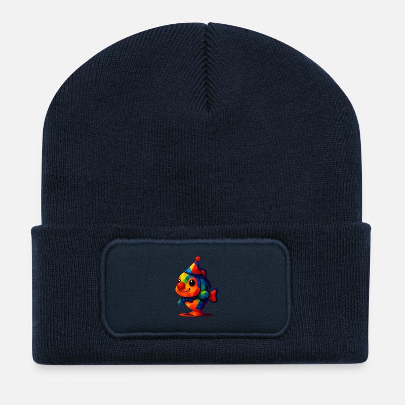 WPAP Polygon Kawaii Style Animaux Bébé Clownfish - Beanie recyclé à patch - bleu marine