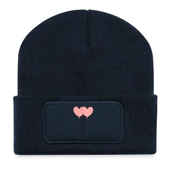 rosarotes Herz Herz rosa rot Geschenk Valentinstag - Recycelte Patch Beanie - French Navy - Vorne