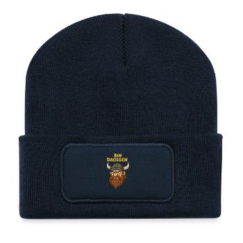 Bin dagegen..witziger Wikinger - Recycelte Patch Beanie - French Navy - Vorne