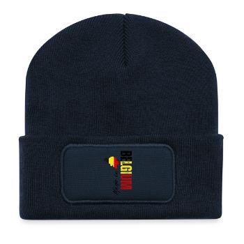 Made in Belgium, vertical design - Recycled Patch Beanie - french navy - Front