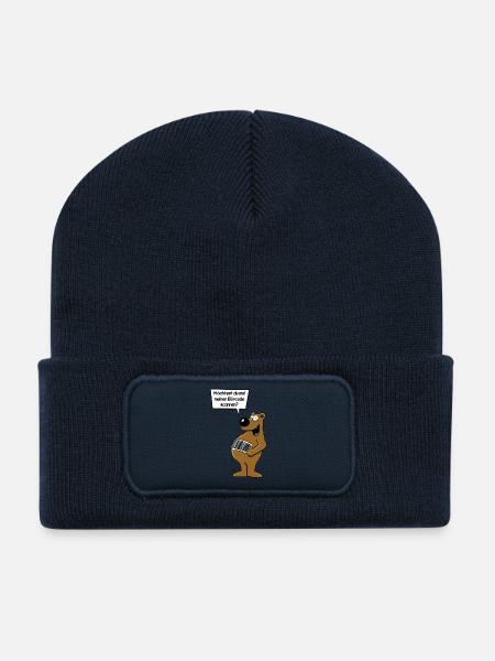 Humour baissier - Beanie recyclé à patch - bleu marine