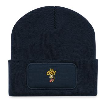 Playful comic art motif the Crazy - Recycled Patch Beanie - french navy - Front