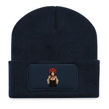 Black Forest Traditional Costume Bollenhut Girl with Tattoos SCF - Recycled Patch Beanie - french navy - Front