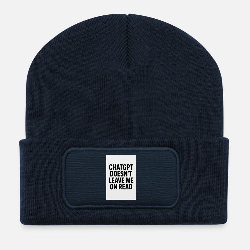 Kraftvoller ChatGPT Humor Aufdruck - Recycelte Patch Beanie - French Navy