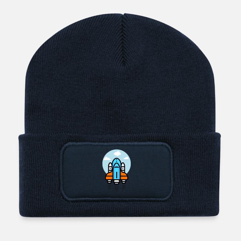 Futuristische Raumschiff-Illustration - Recycelte Patch Beanie - French Navy