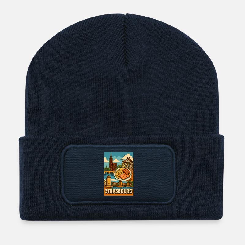 Genuss in Straßburg Sauerkraut - Recycelte Patch Beanie - French Navy