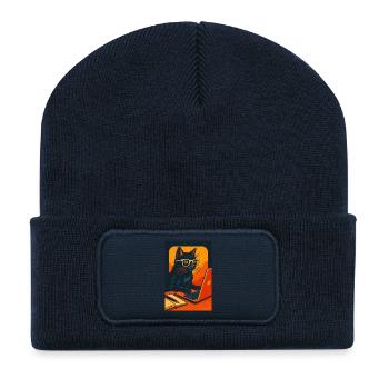 Chat technophile avec des lunettes, j'adore les chats - Beanie recyclé à patch - bleu marine - Devant