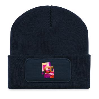 Abstract design with gold, pink and purple - Recycled Patch Beanie - french navy - Front