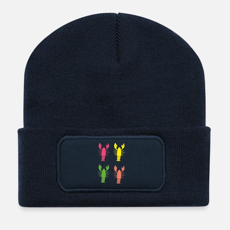 Colorful Lobster hummer - Recycelte Patch Beanie - French Navy