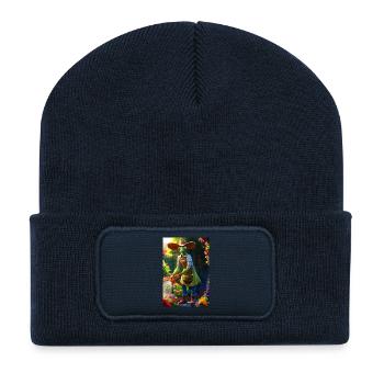 Humanoide Gartenmantis mit Scheunenhut - Recycelte Patch Beanie - French Navy - Vorne