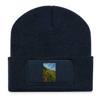 Scenic mountain hike in oil painting look - Recycled Patch Beanie - french navy - Front
