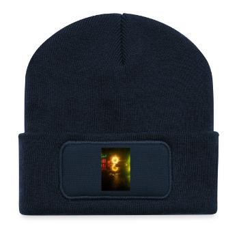 Glowing Neon Reflection Motif - Recycled Patch Beanie - french navy - Front