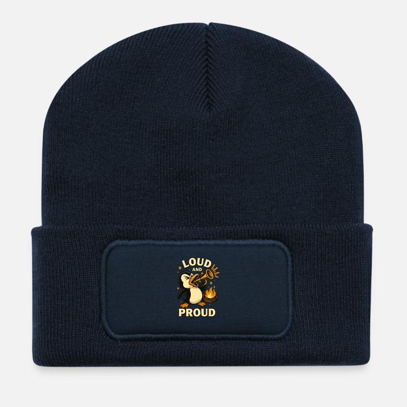 Lauter und stolzer Pinguin-Jazz - Recycelte Patch Beanie - French Navy