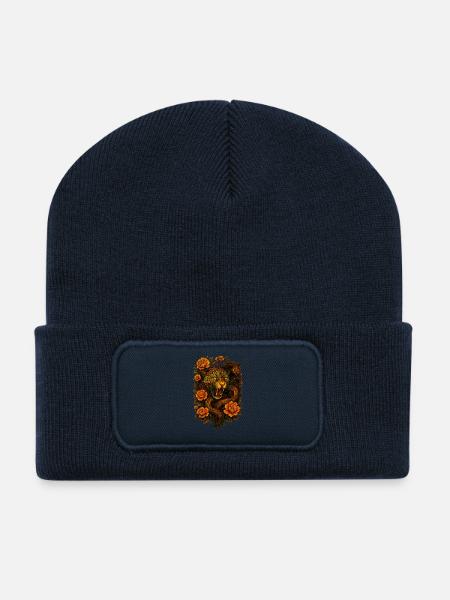 Hissing leopard & snake in retro design - Recycled Patch Beanie - french navy
