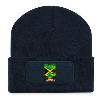 Jamaika Landschaft Design - Recycelte Patch Beanie - French Navy - Vorne