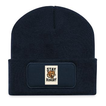 Motif du tigre qui reste affamé - Beanie recyclé à patch - bleu marine - Devant