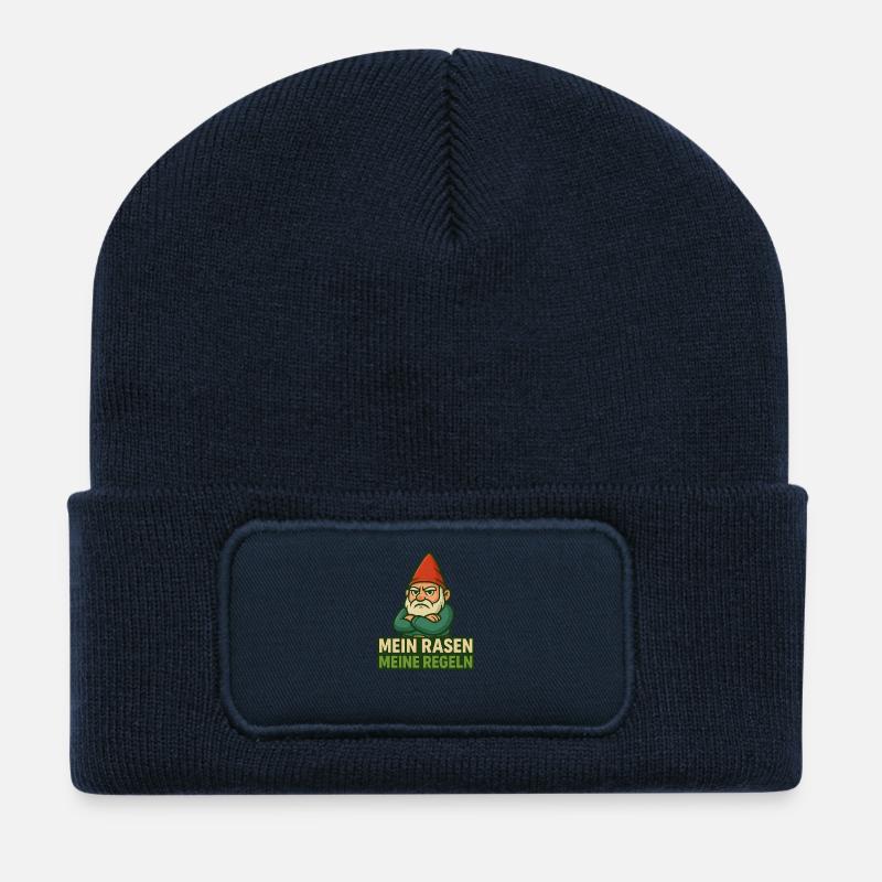 GartenGnom Spruch: Mein Rasen Meine Regeln - Recycelte Patch Beanie - French Navy