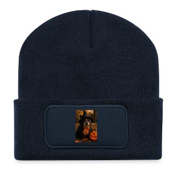 Halloween Dog in Witch Costume - Recycled Patch Beanie - french navy - Front
