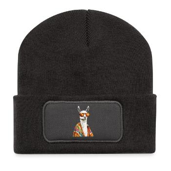 Lama - Recycelte Patch Beanie - Dunkelgrau - Vorne