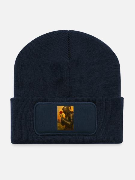 Knight with Rose - Recycled Patch Beanie - french navy