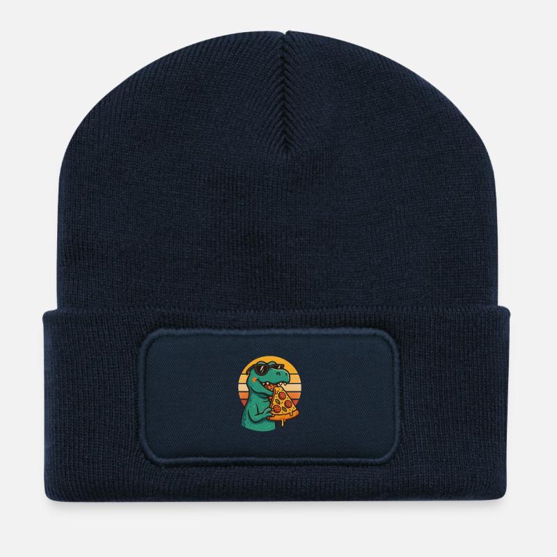 Pizza Saurus Retro - Recycelte Patch Beanie - French Navy