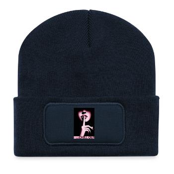 Shhh Chillout Lip Image - Beanie recyclé à patch - bleu marine - Devant