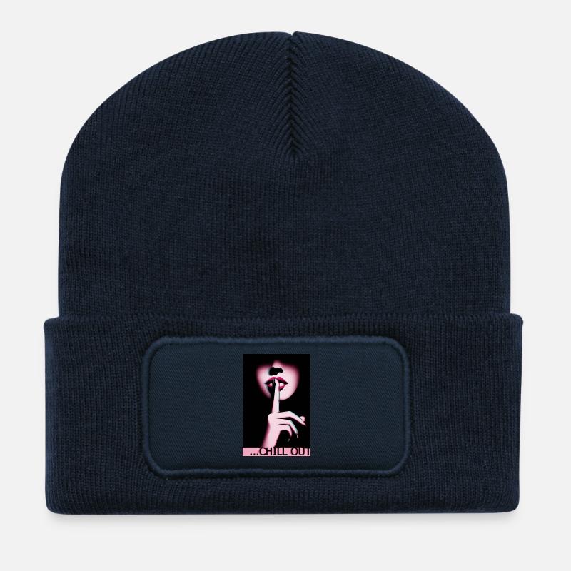 Shhh Chillout Lippenbild - Recycelte Patch Beanie - French Navy