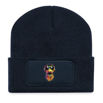 Kaiman Krokodil Alligator Reptilien Kroko Kaimane - Recycelte Patch Beanie - French Navy - Vorne