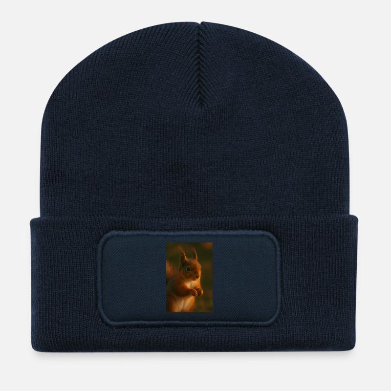 Tiere - Eichhörnchen - Recycelte Patch Beanie - French Navy